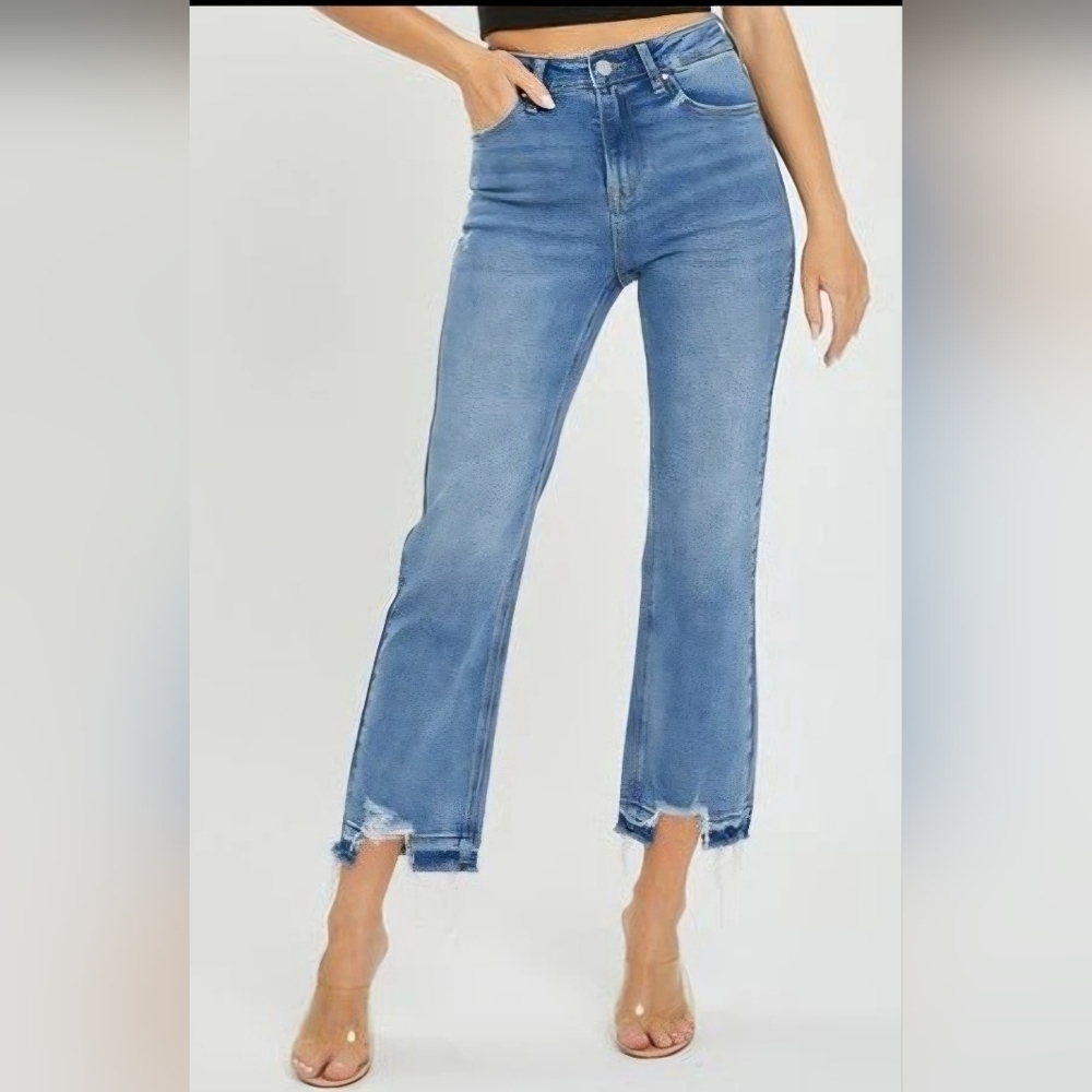 RISEN HR Released Shadow Hem Straight Leg No Distressing Ankle Jeans 15/32